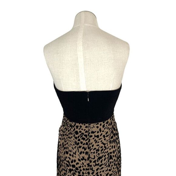 Tadashi Collection XS VTG 4 Tan Black Velvet Leopard Gown Dress Strapless Prom - Picture 8 of 9